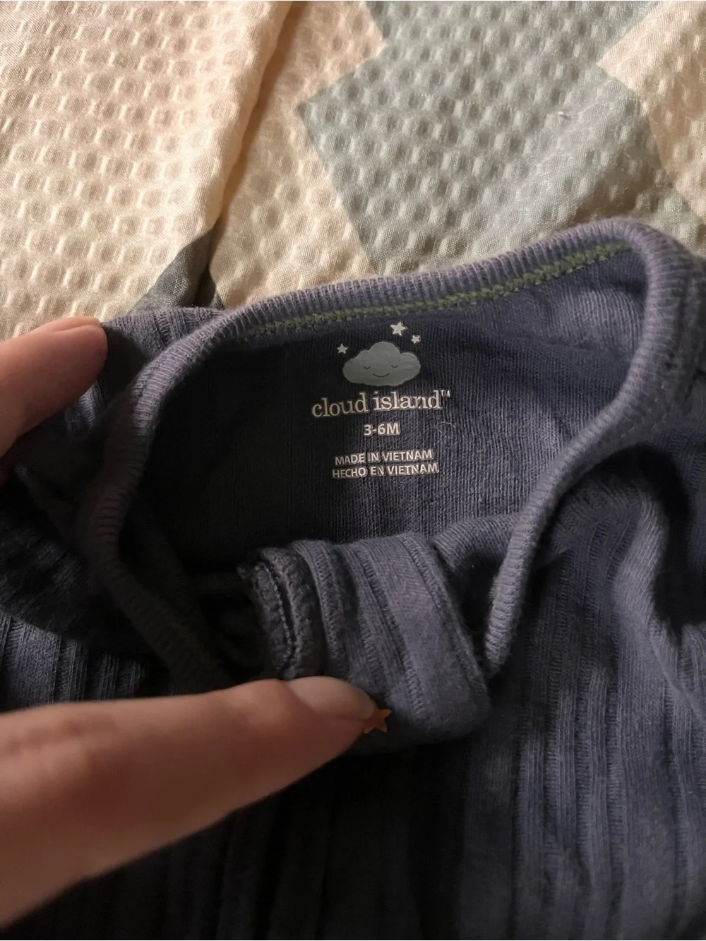 cloud island Navy One-Piece Footed Ribbed Pajamas